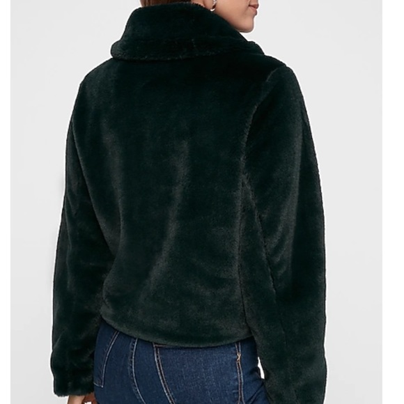 Express Green Faux Fur Jacket - Picture 3 of 6